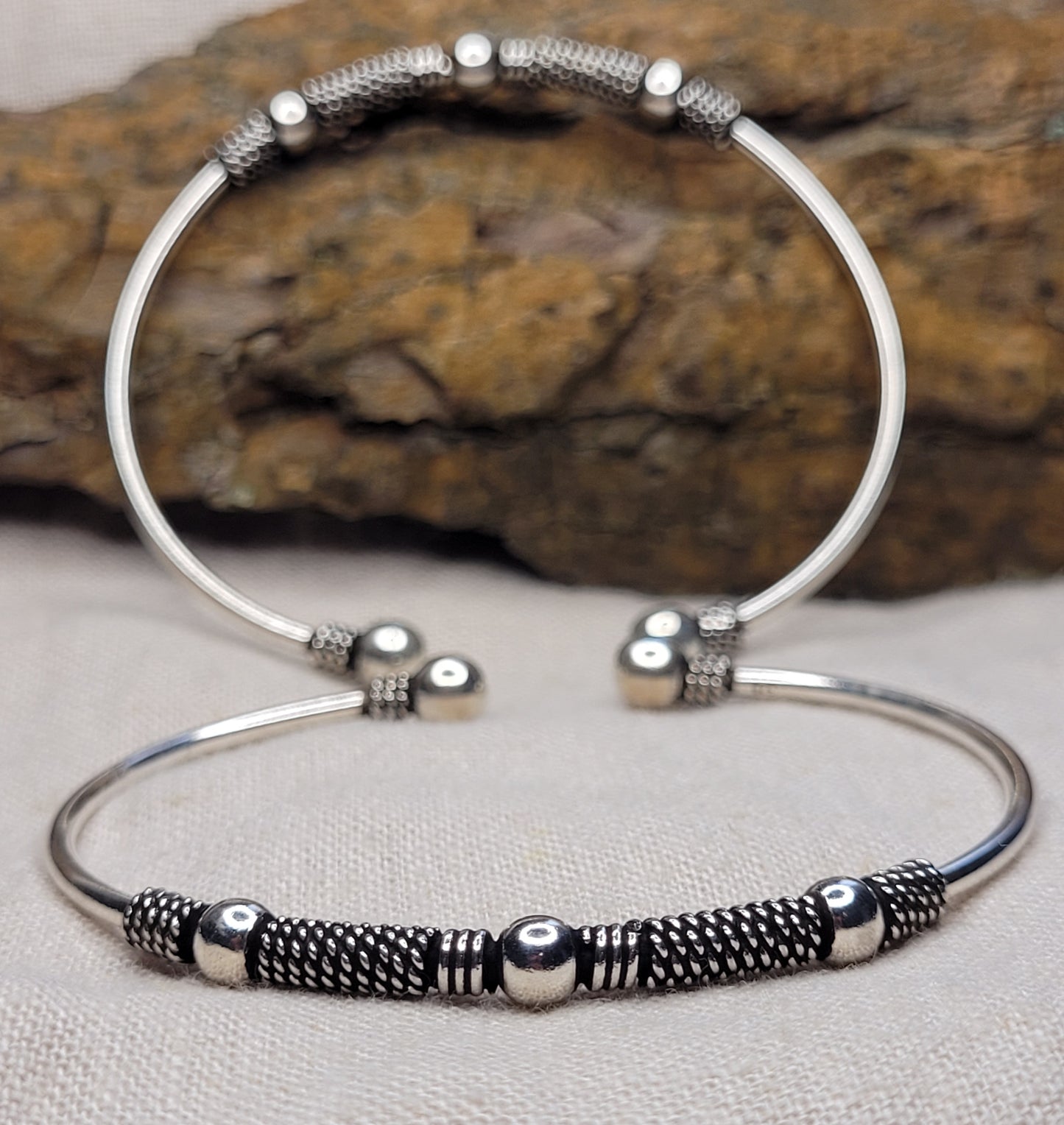 Bali Java Torque Cuff 925 Solid Silver Bracelet, Adjustable Opening, Open Cuff Bracelet