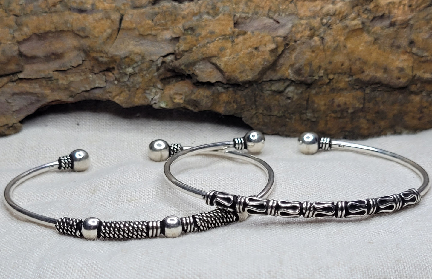 Bali Java Torque Cuff 925 Solid Silver Bracelet, Adjustable Opening, Open Cuff Bracelet