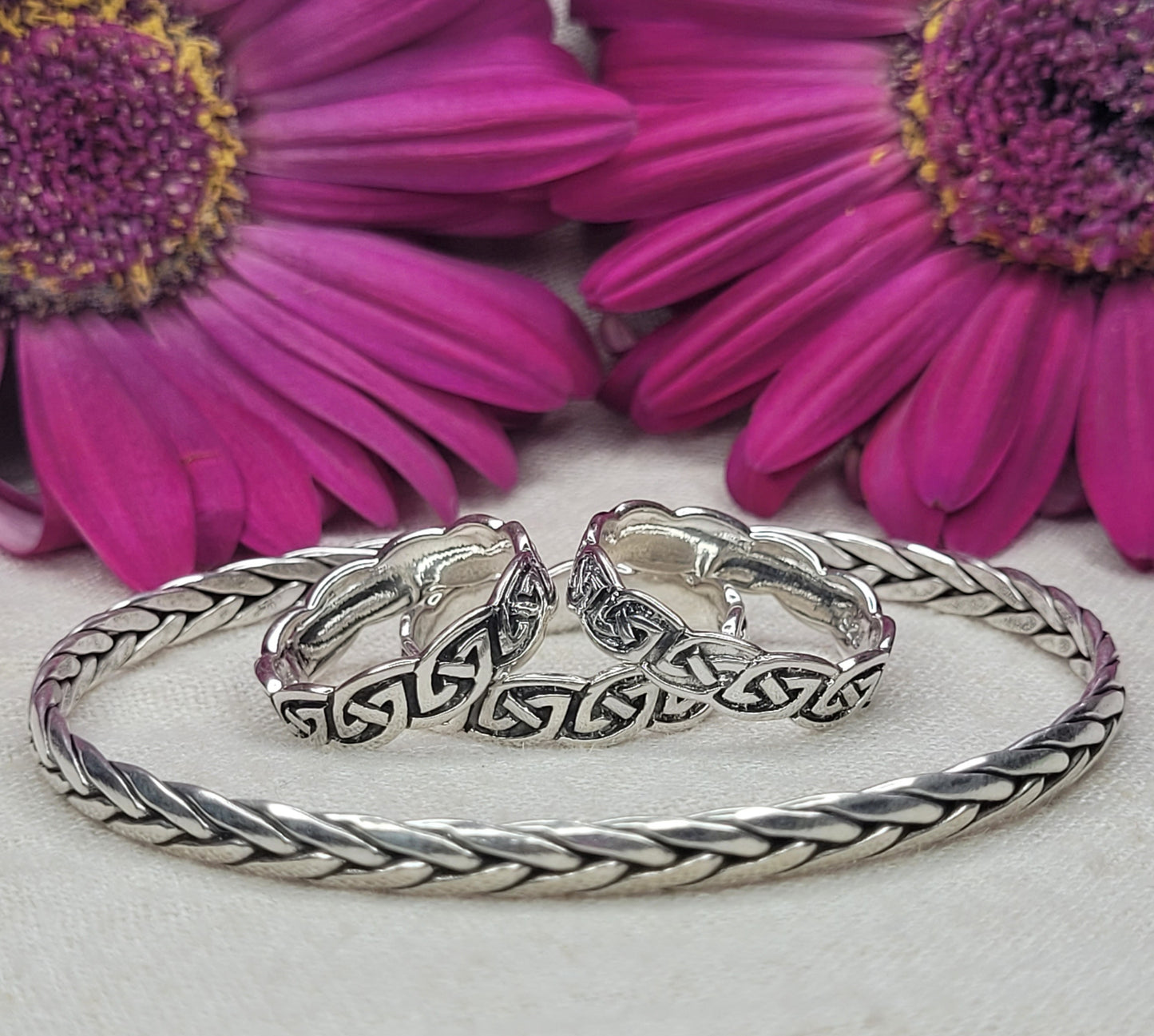 Adjustable Celtic Cuff Bangle Bracelet 925 Solid Silver, Braided Twist Style Bracelet, Viking Style Braid