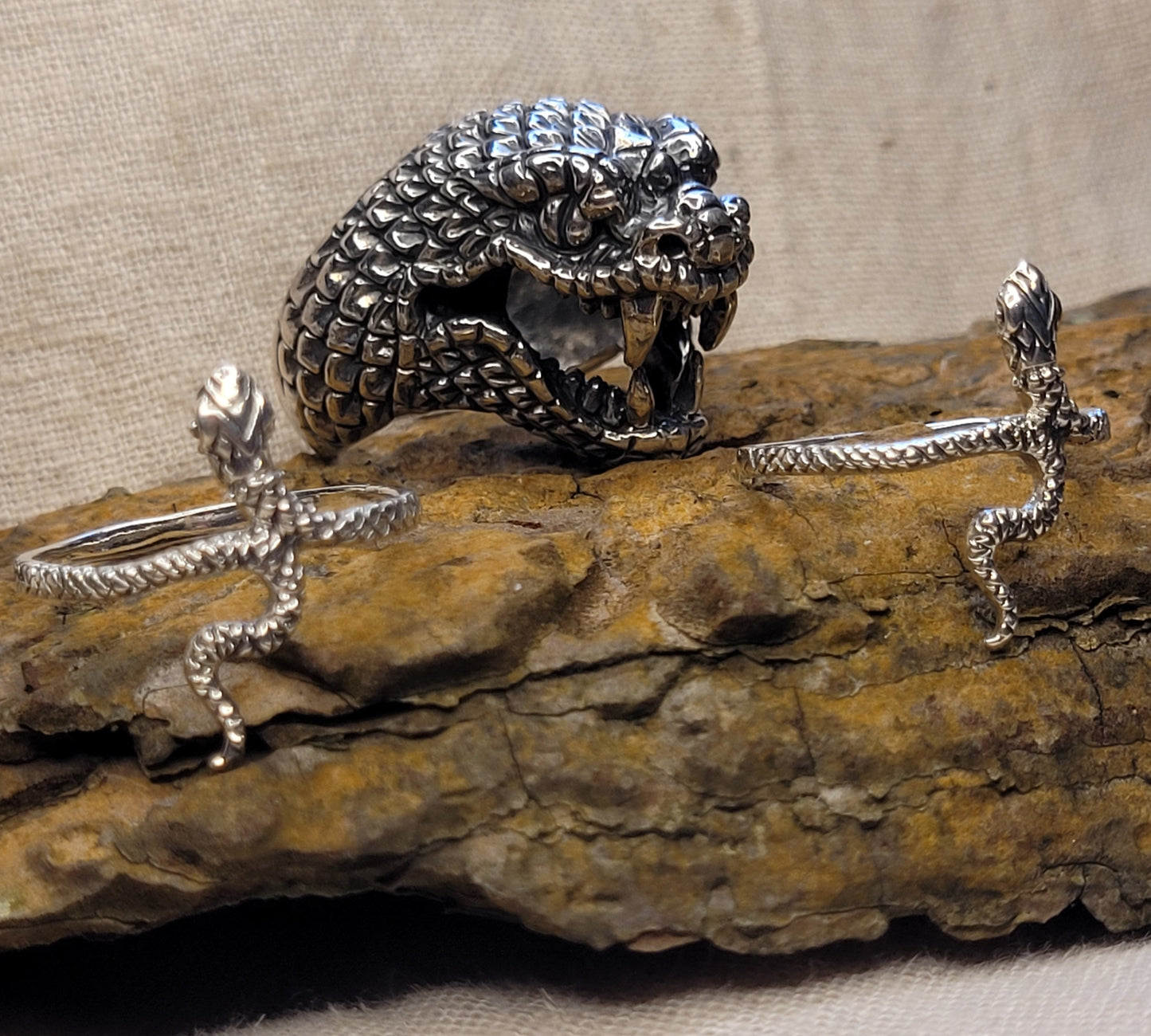 Chunky Snake Head Ring Bold & Chunky 925 Silver, Ring Size: T, Solid 925 Silver, Statement Piece