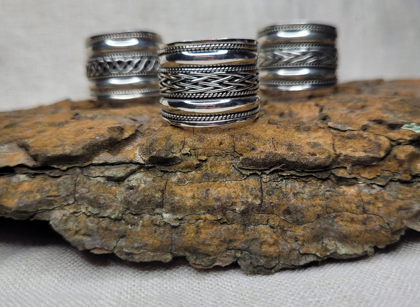 Chunky Barrel Weave Ring - 925 Silver Bali Style Wide Band Thumb Ring - RCB1