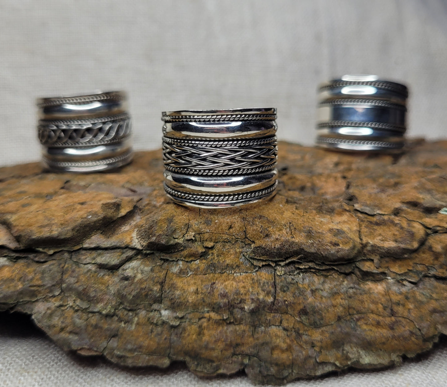 Chunky Barrel Weave Ring - 925 Silver Bali Style Wide Band Thumb Ring - RCB1