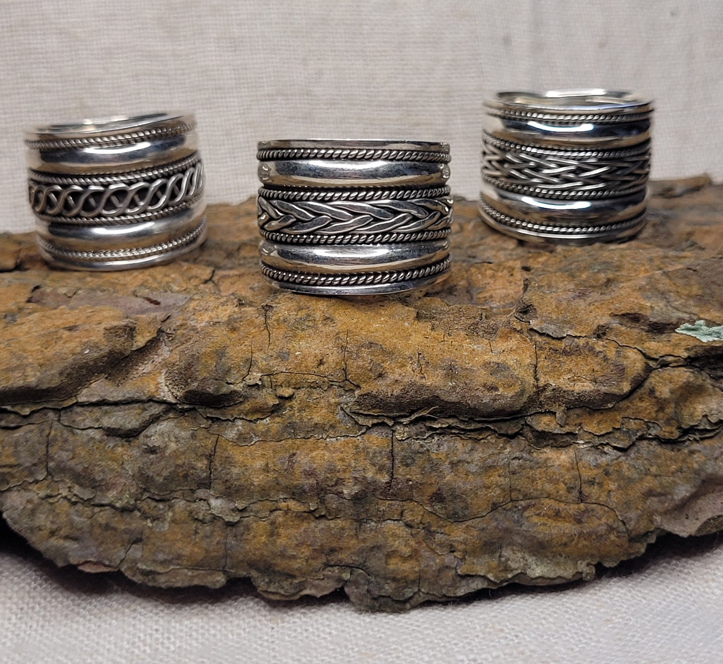 Chunky Barrel Weave Ring - 925 Silver Bali Style Wide Band Thumb Ring - RCB2