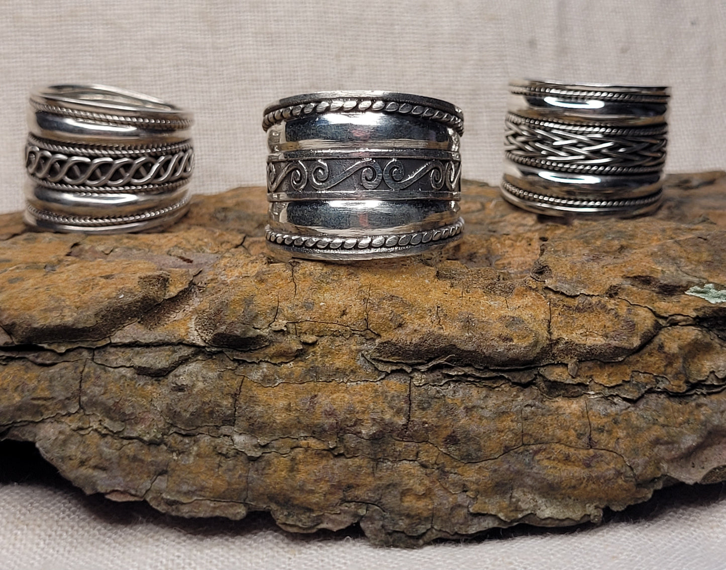 Chunky Barrel Weave & Rope Ring - 925 Silver Bali Style Swirl Wide Band Thumb Ring - RCB4