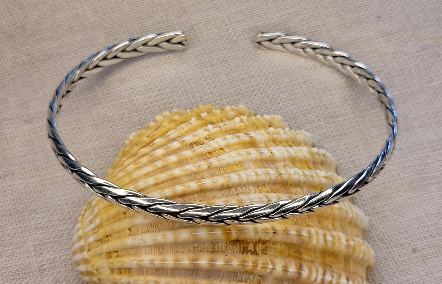 925 Solid Silver Adjustable Celtic Cuff Bangle Bracelet, Braided Twist Style Bracelet, Viking Style Braid - BCC2