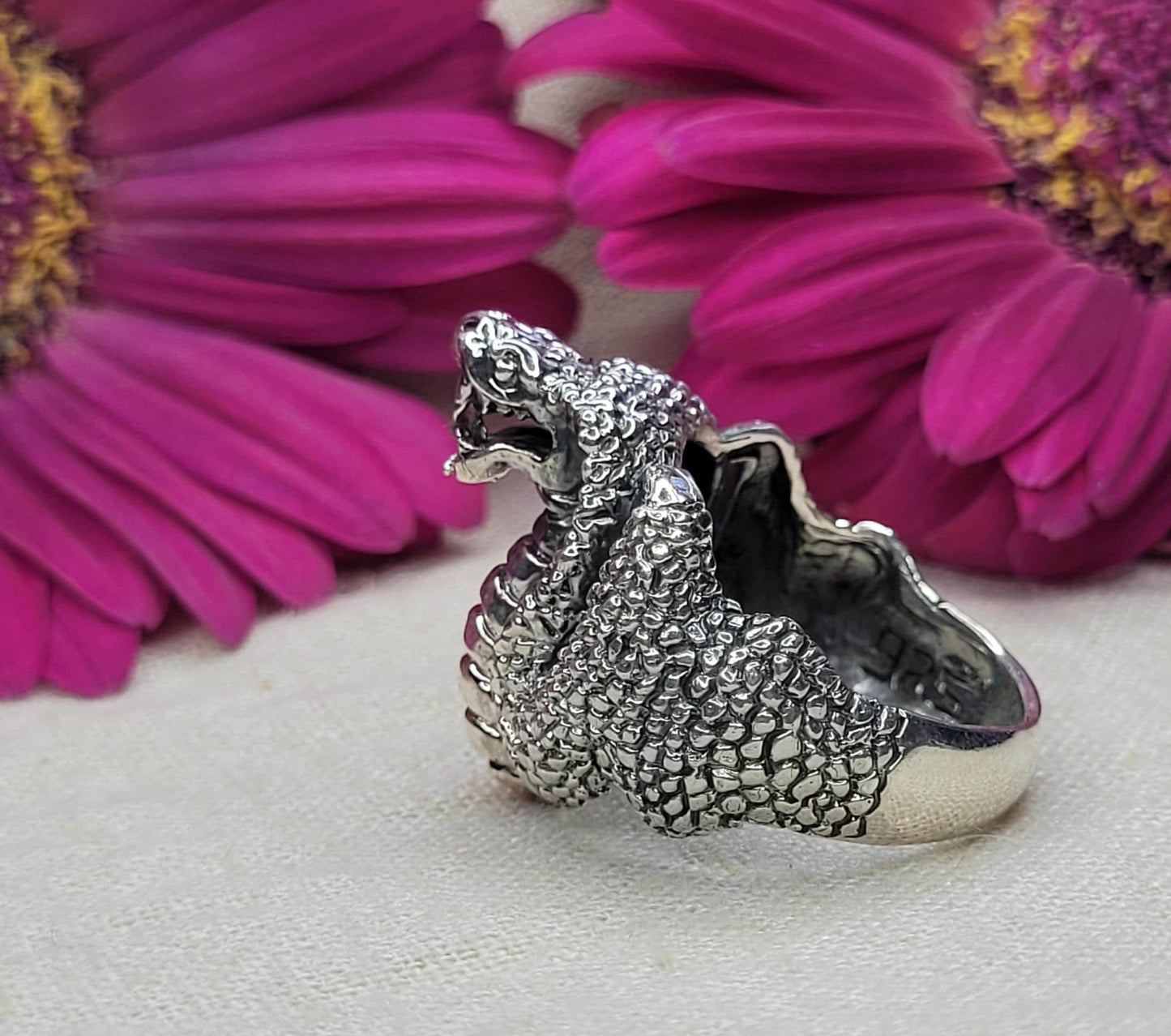 Chunky Snake Ring Bold & Chunky 925 Silver, Ring Size: R, Solid 925 Silver, Statement Piece- RSN2