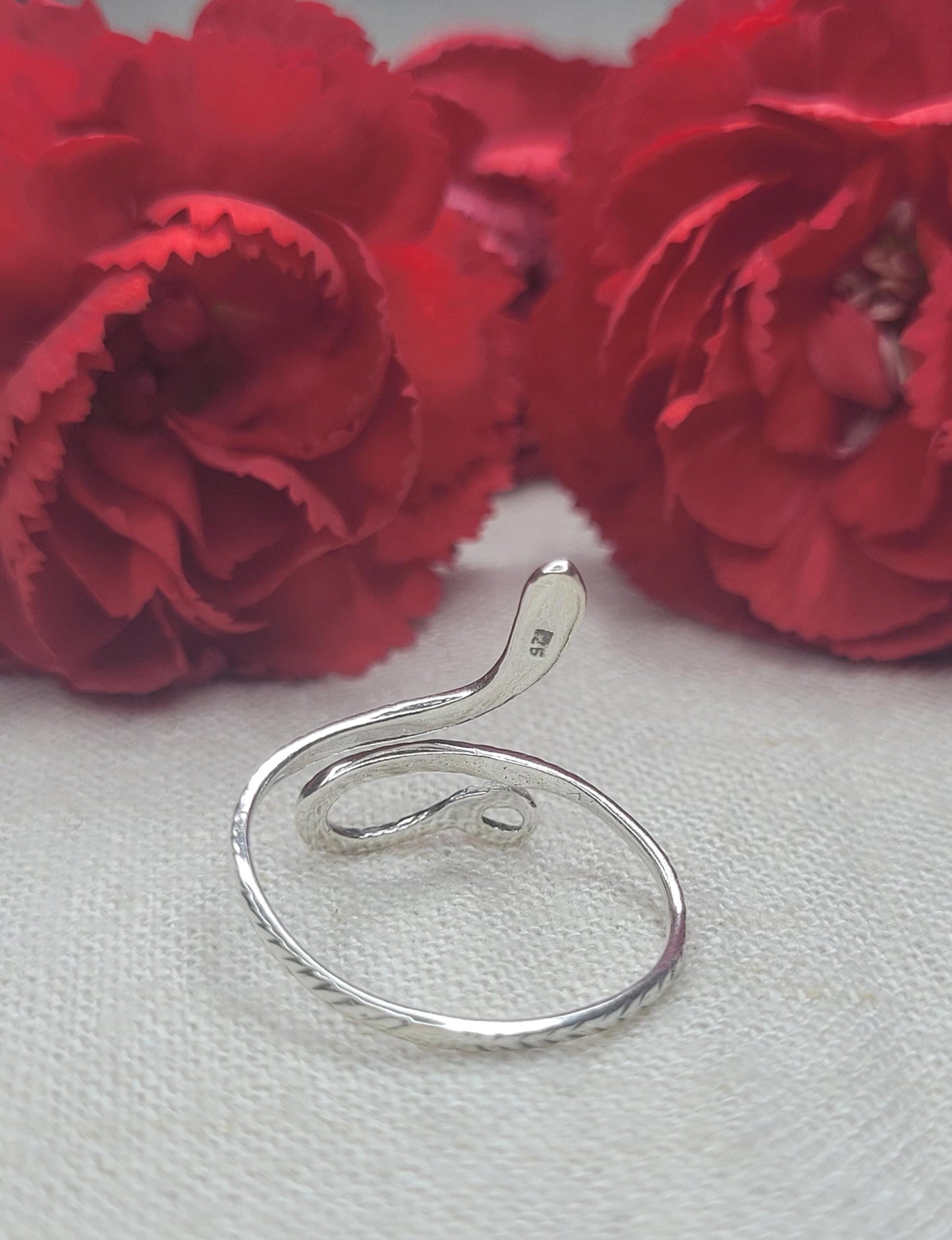Snake Wrap Around Ring 925 Silver, Adjustable Opening, Solid 925 Silver, Statement Piece- RSN3