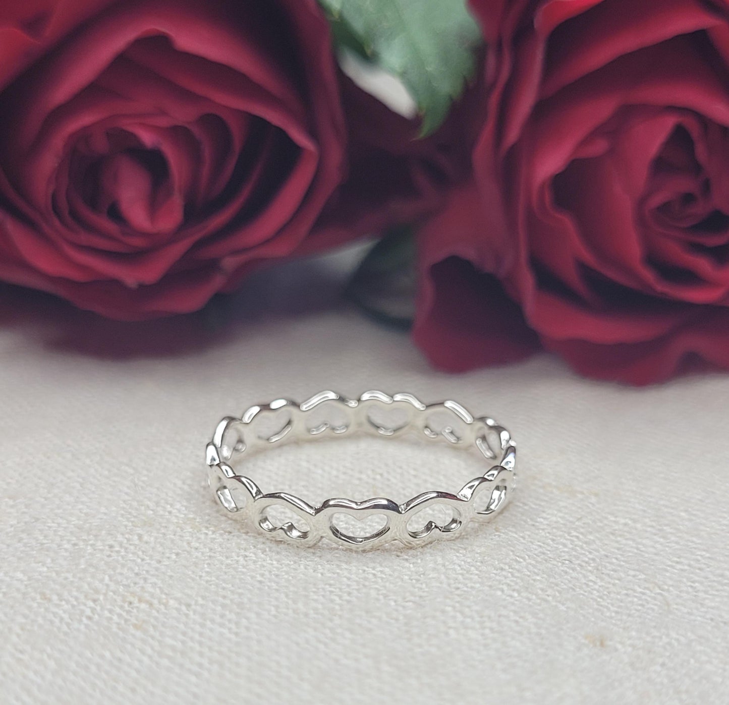 Graceful Heart Chain Ring 925 Silver -RH1