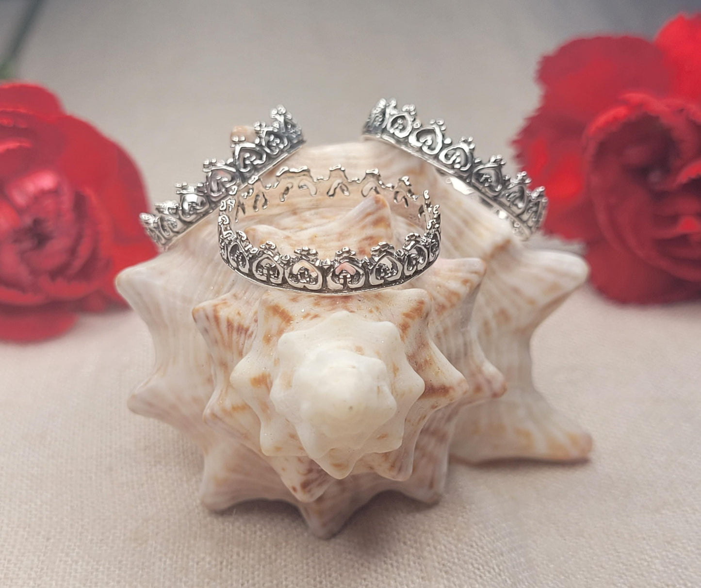 Celtic Crown Chain Ring 925 Silver, Stackable Ring, Irish Solid Silver Ring with Intricate Detail -RC1