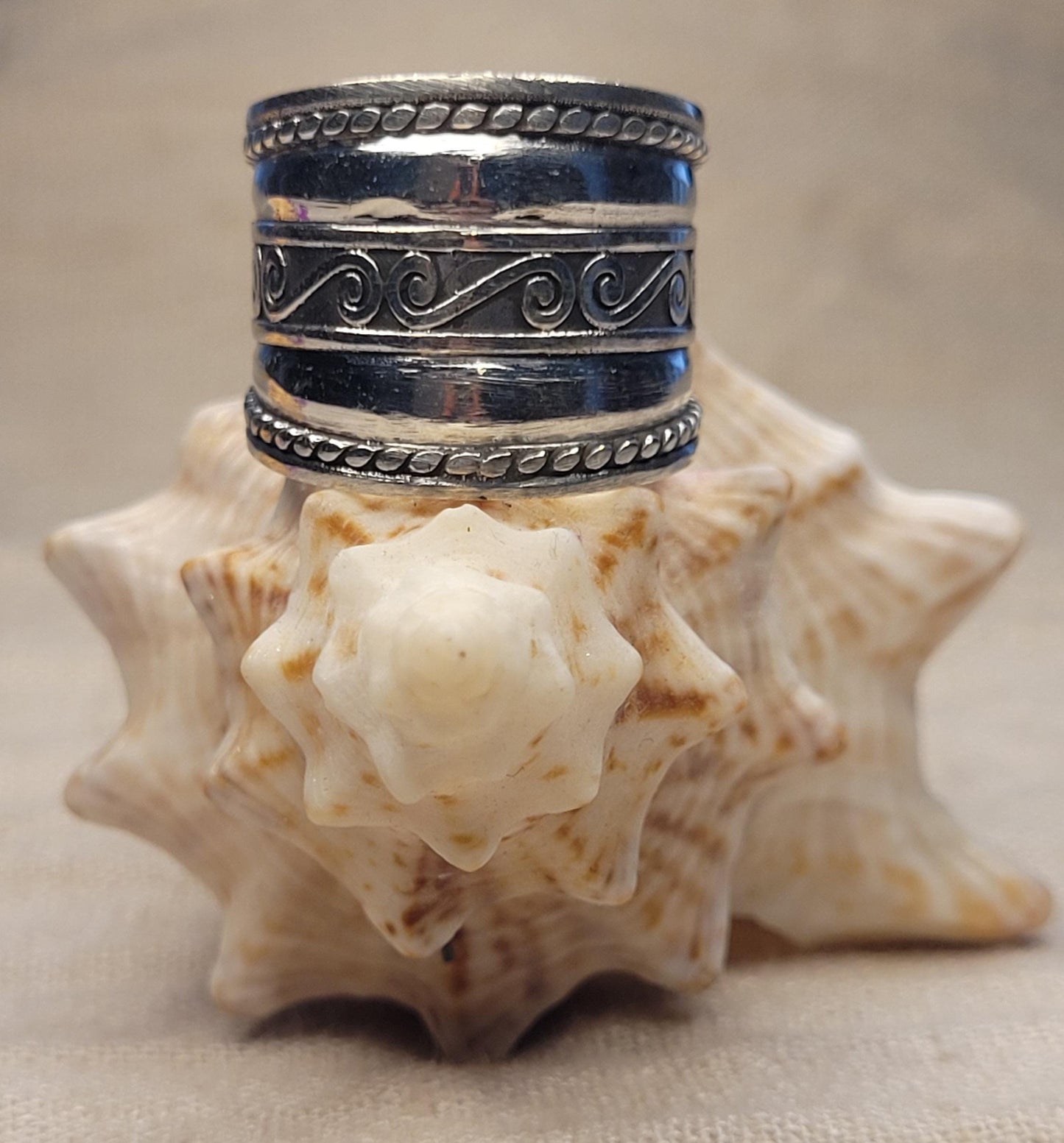 Chunky Barrel Weave & Rope Ring - 925 Silver Bali Style Swirl Wide Band Thumb Ring - RCB4