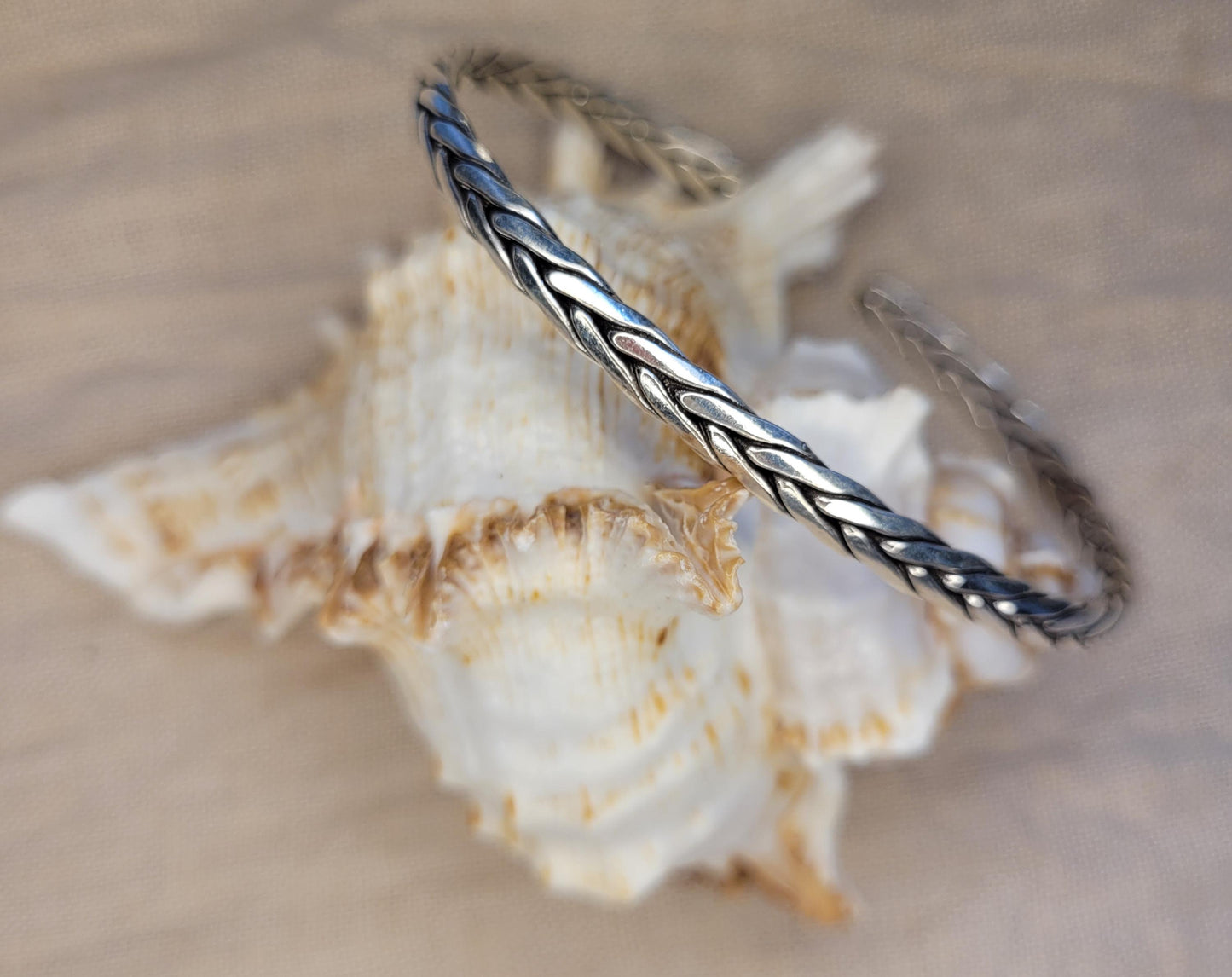 925 Solid Silver Adjustable Celtic Cuff Bangle Bracelet, Braided Twist Style Bracelet, Viking Style Braid - BCC2