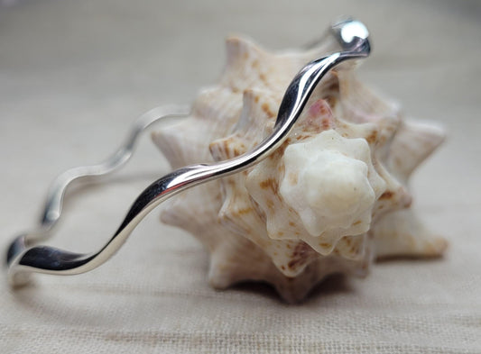 Wavy Bangle Bracelet, 925 Solid Silver- BWC1