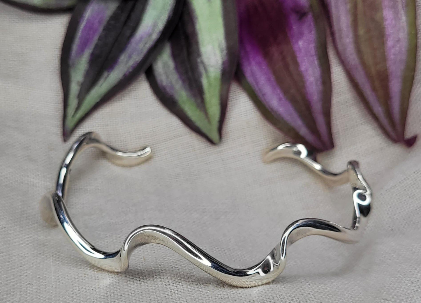 Wavy Cuff 925 Solid Silver, Open Cuff Bracelet, Adjustable Cuff Bracelet- BWC2