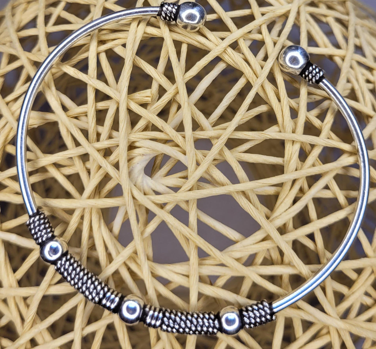 Bali Java Torque Cuff 925 Solid Silver Bracelet, Adjustable Opening, Open Cuff Bracelet- BBT1