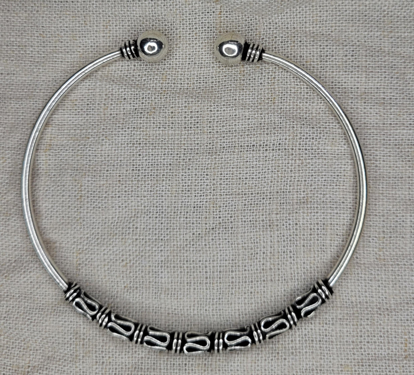 Bali Java Torque Cuff 925 Silver, Adjustable Opening, Open Cuff Bracelet, 925 Solid Silver - BBT2