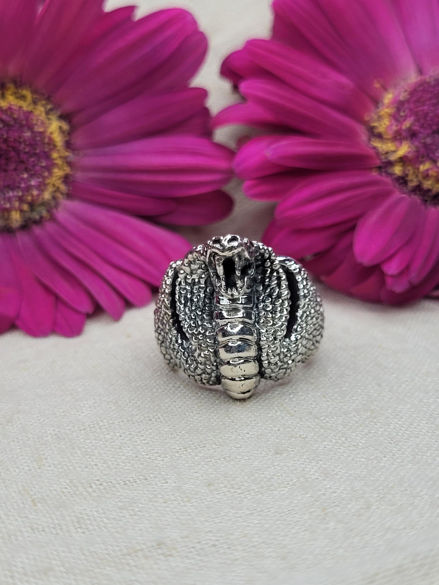 Chunky Snake Ring Bold & Chunky 925 Silver, Ring Size: R, Solid 925 Silver, Statement Piece- RSN2