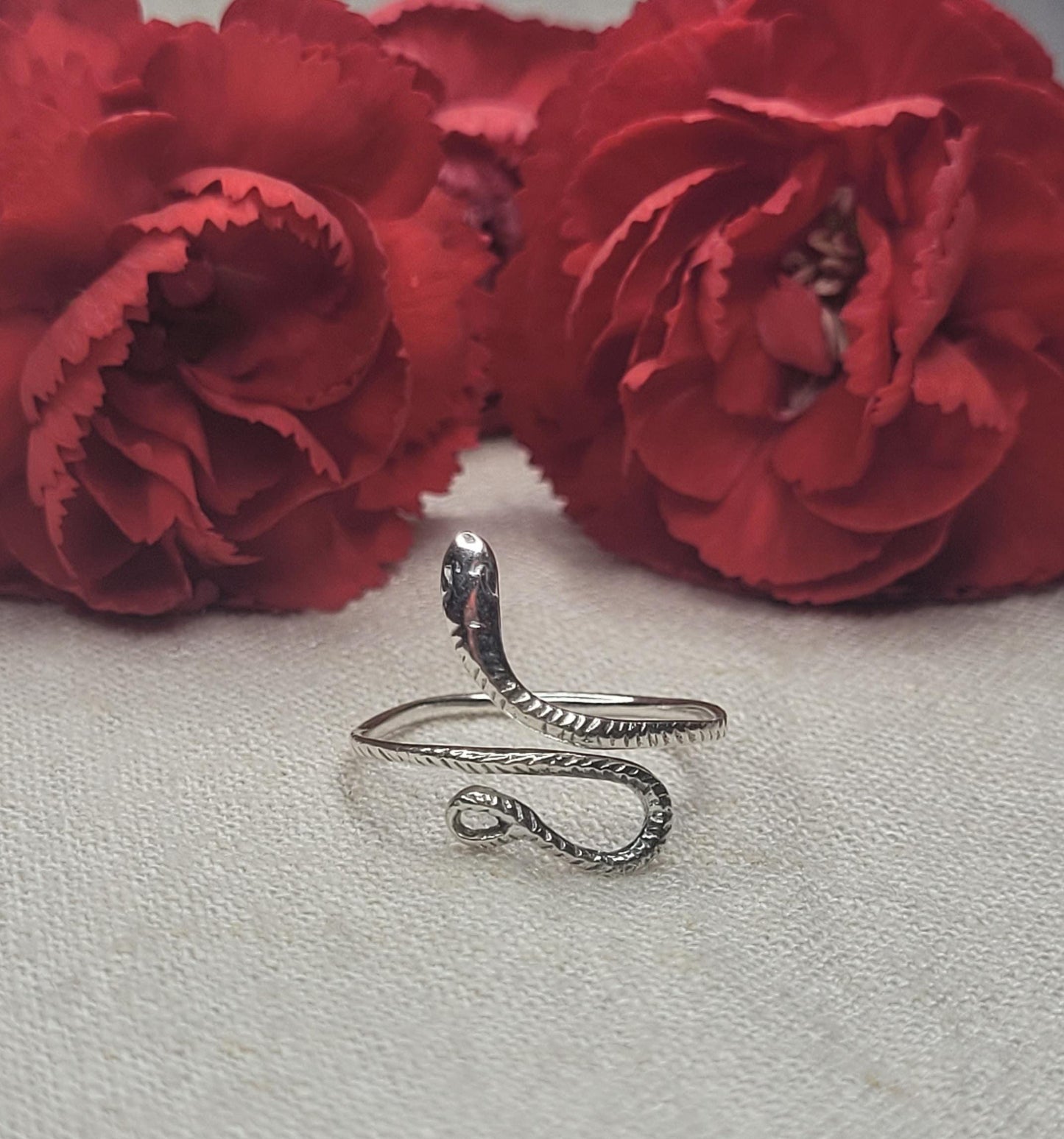 Snake Wrap Around Ring 925 Silver, Adjustable Opening, Solid 925 Silver, Statement Piece- RSN3