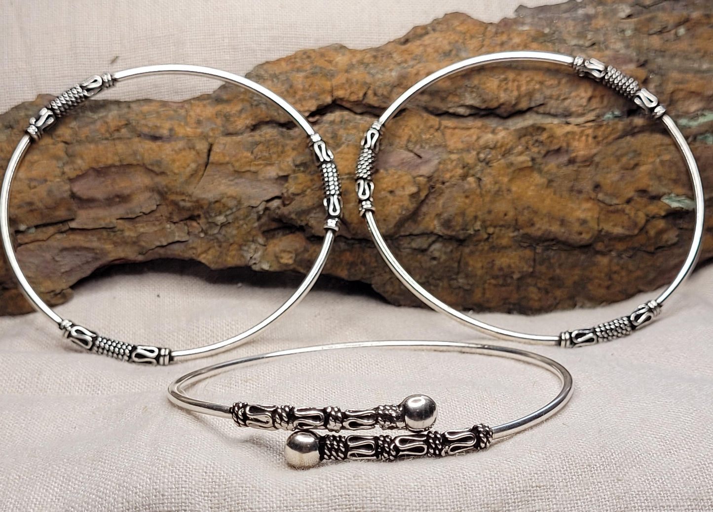 925 Silver Bali Kama Wrap-Around Bracelet, Adjustable Opening Bracelet, 925 Solid Silver – BBT3