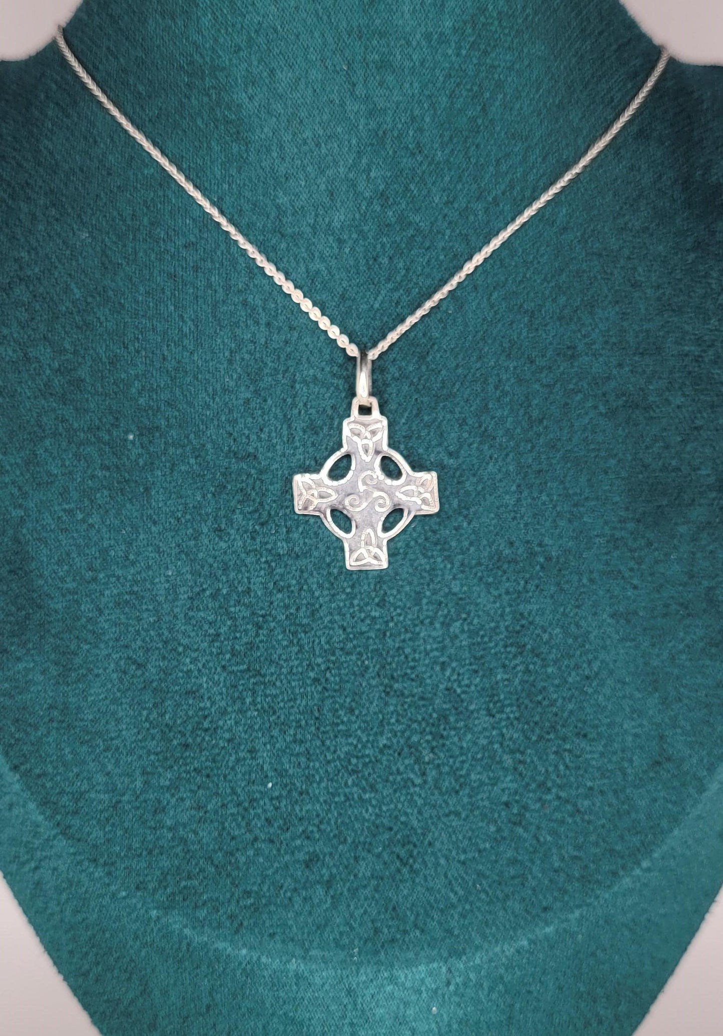 Celtic Cross Pendant on 925 Silver Necklace with Triskelion and Triquetra Symbols, 925 Silver- NC2
