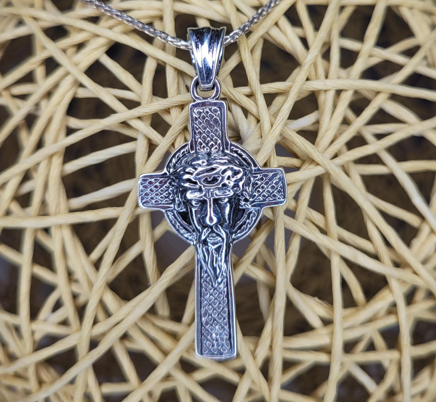925 Silver Jesus Christ Cross Necklace, Crucifix Pendant- NC6