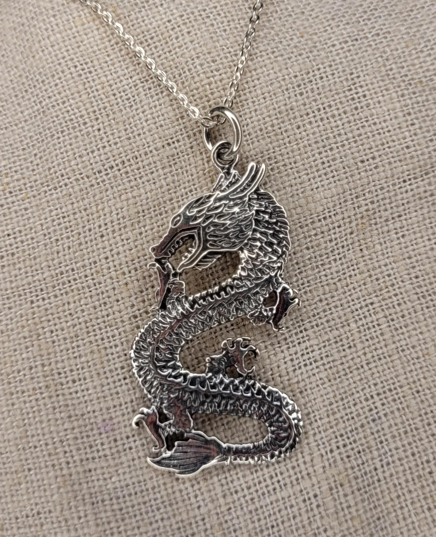 Dragon Pendant Necklace 925 Silver- NAD4