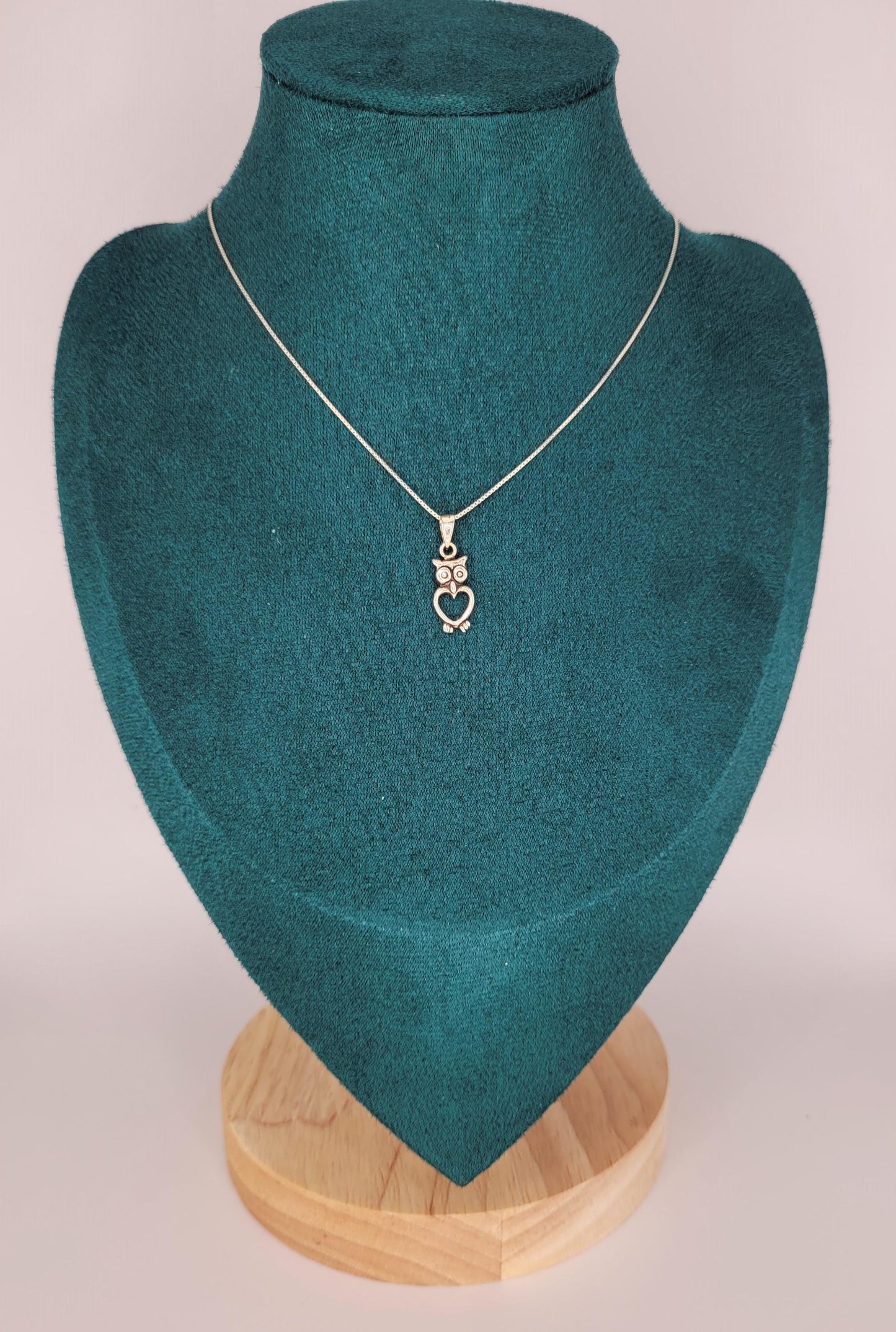 925 Silver Owl Heart Pendant Necklace- NAO2