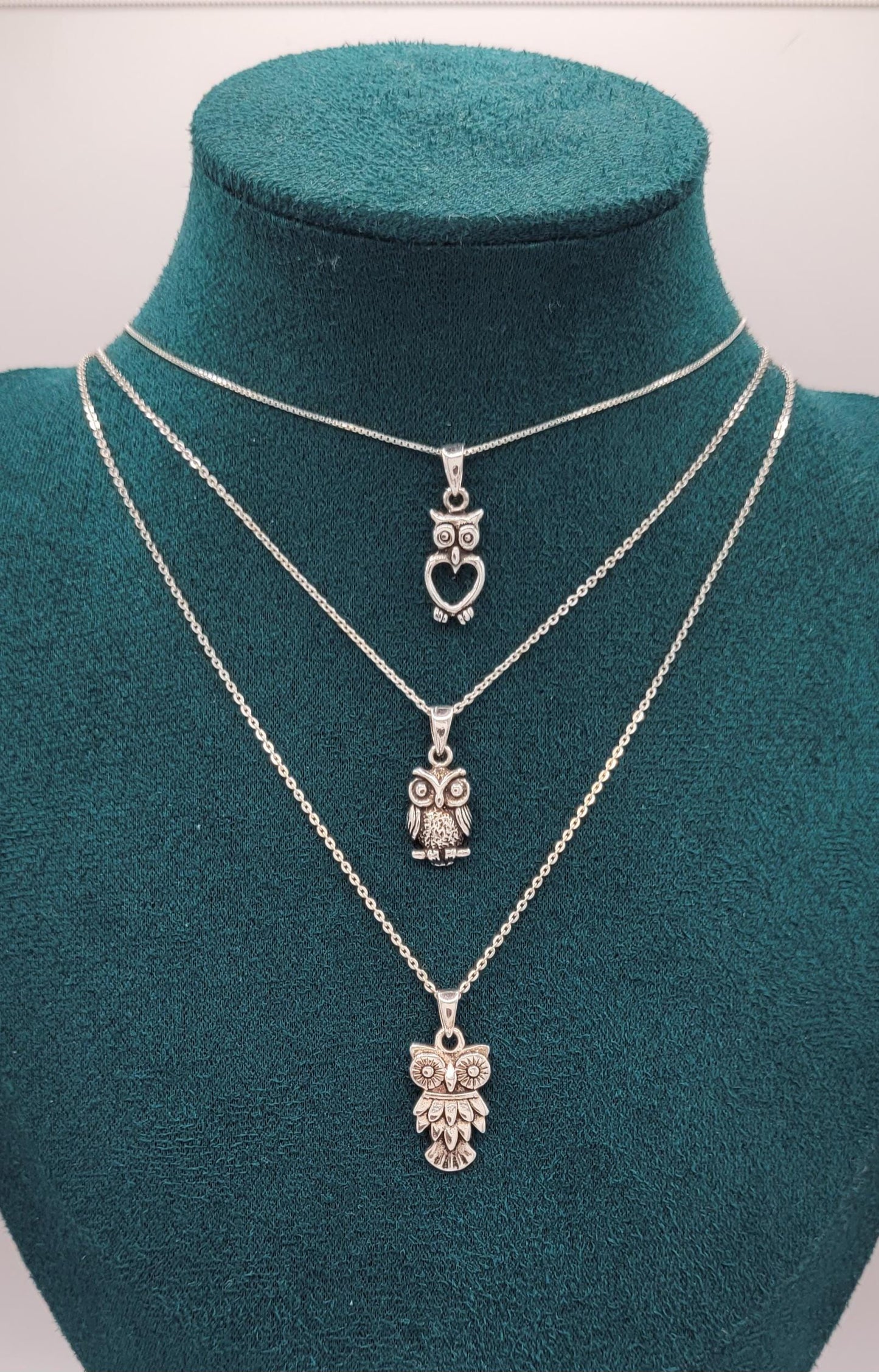 925 Silver Owl Heart Pendant Necklace- NAO2