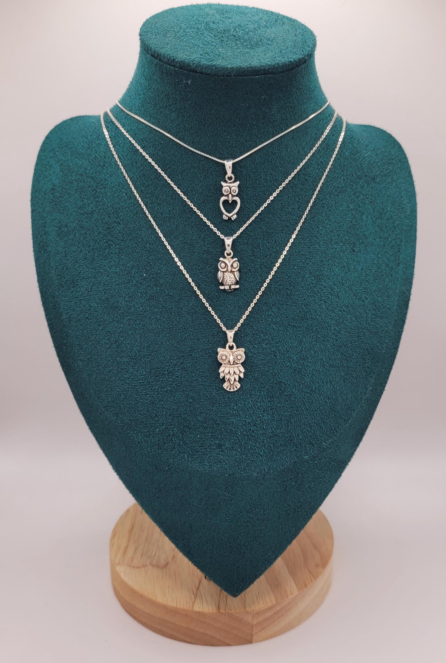 925 Silver Owl Heart Pendant Necklace- NAO2