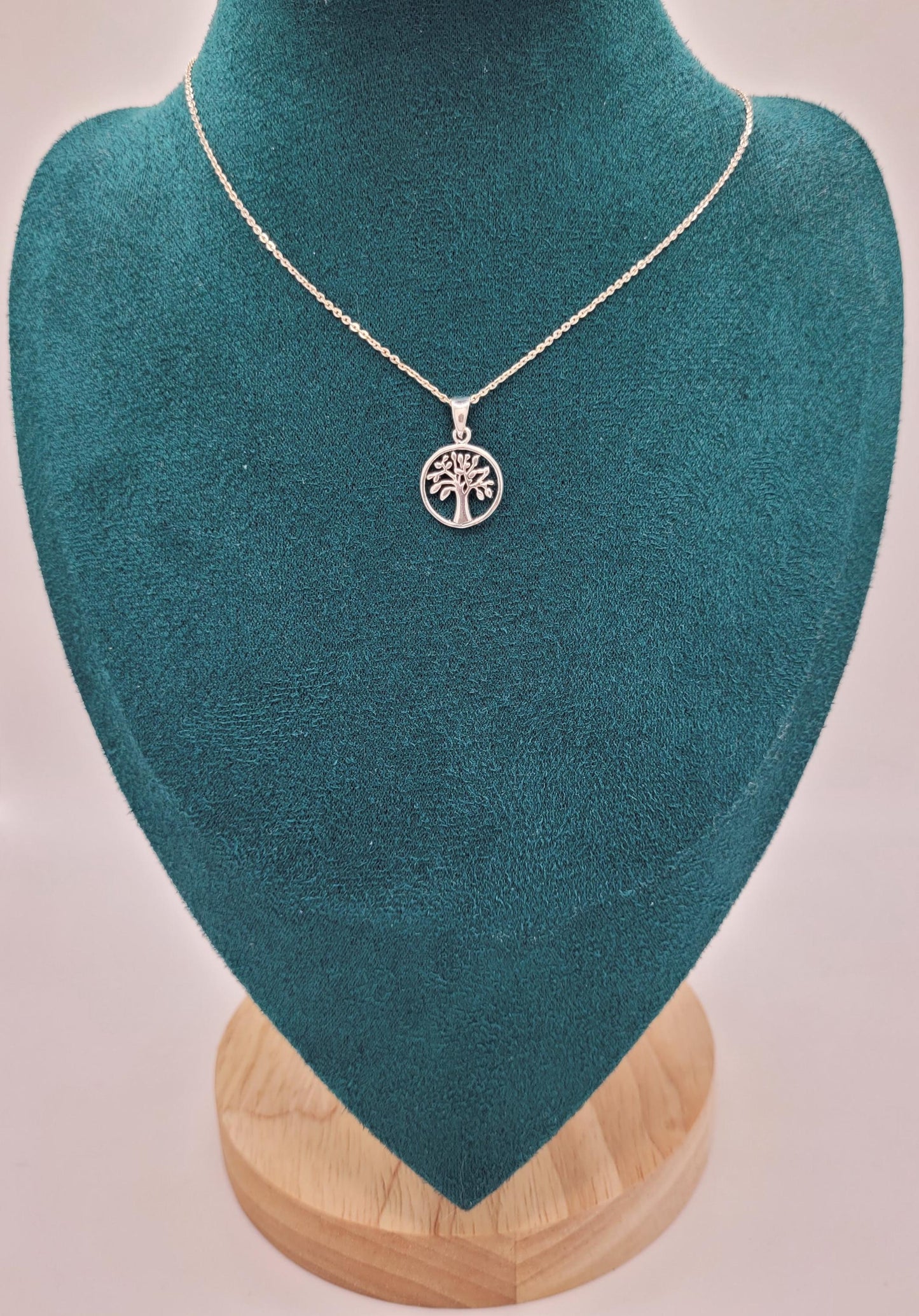 925 Silver Tree of Life Necklace, Silver Tree Pendant in Hoop- NT3
