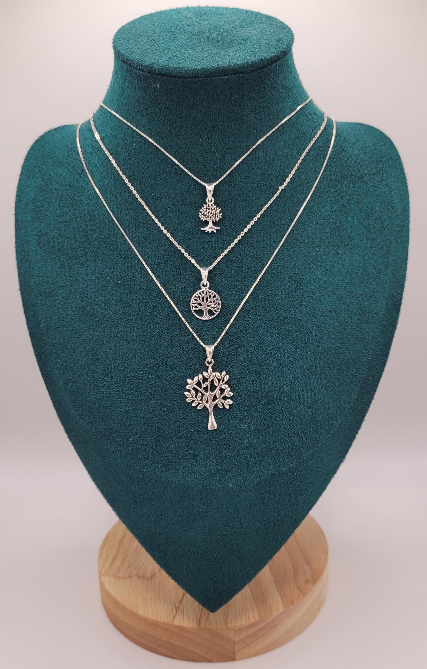925 Silver Tree of Life Necklace, Silver Tree Pendant in Hoop- NT3