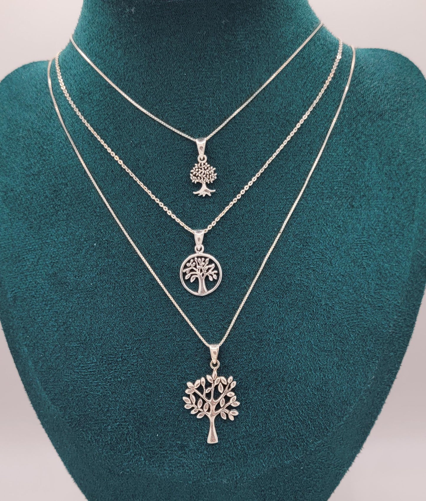 925 Silver Tree of Life Necklace, Silver Tree Pendant in Hoop- NT3