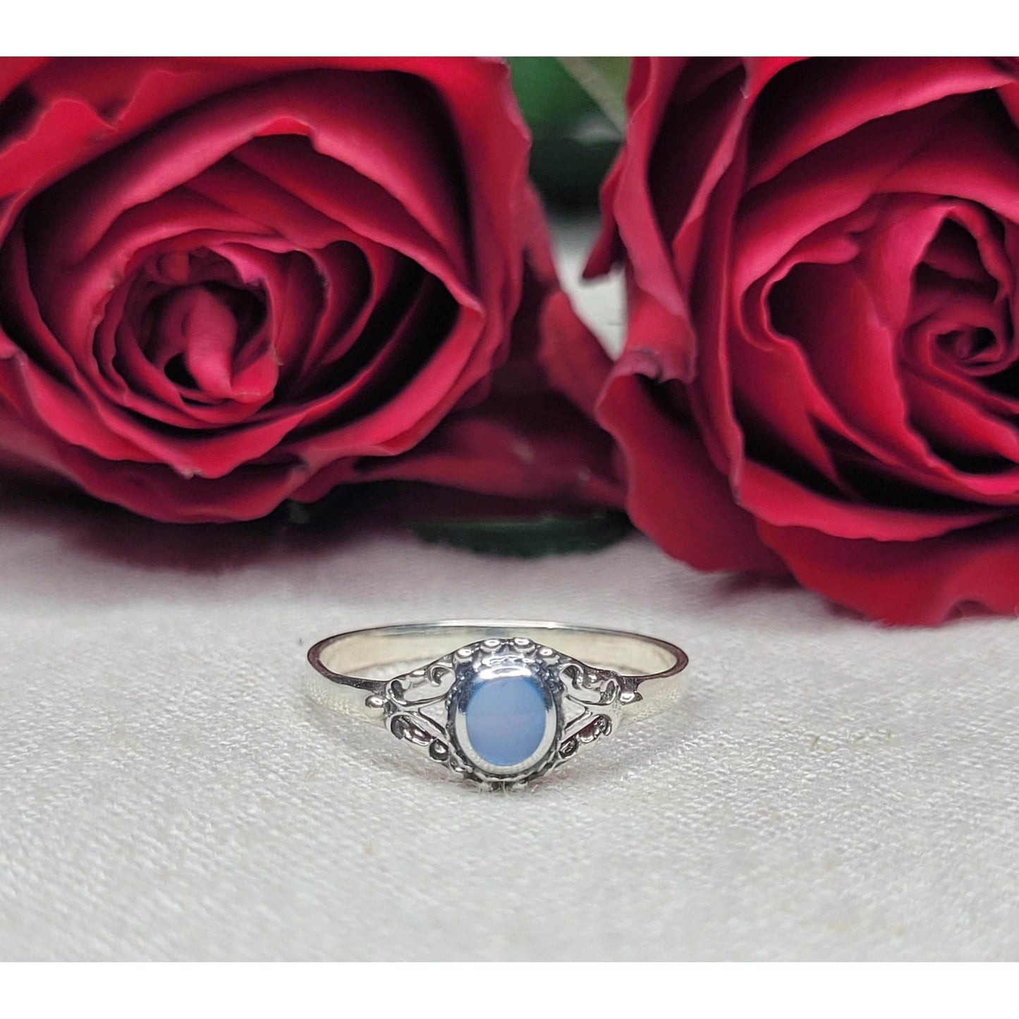 Elegant 925 Silver Oval Swirl Ring with Jade, Mother of Pearl & Abalone Shell - RSTO