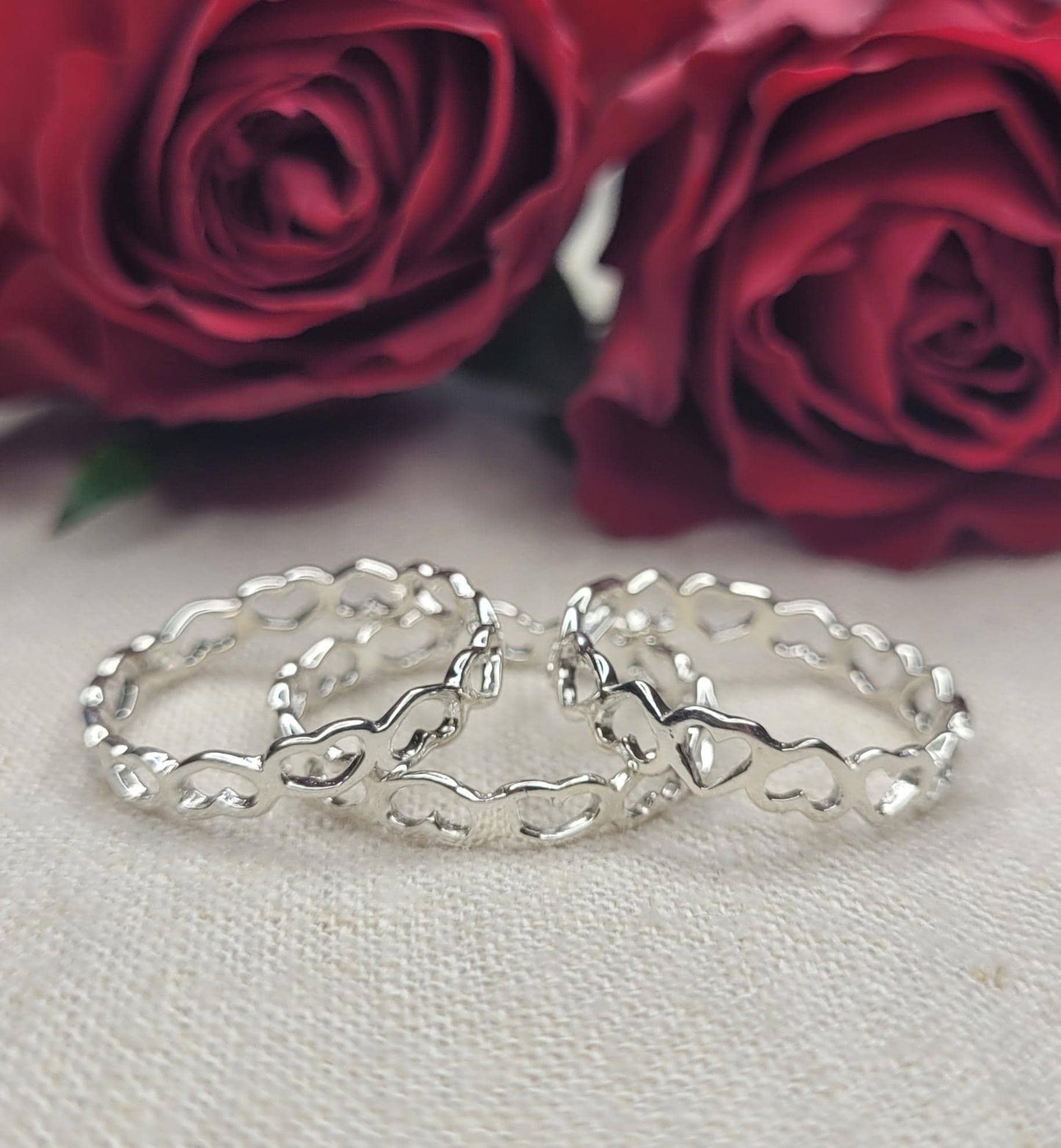 Graceful Heart Chain Ring 925 Silver -RH1