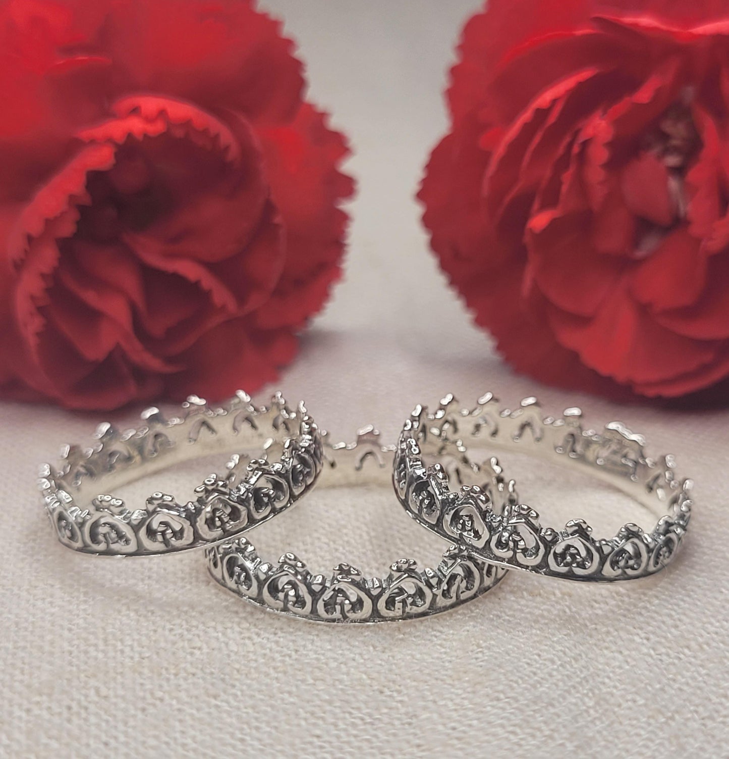 Celtic Crown Chain Ring 925 Silver, Stackable Ring, Irish Solid Silver Ring with Intricate Detail -RC1