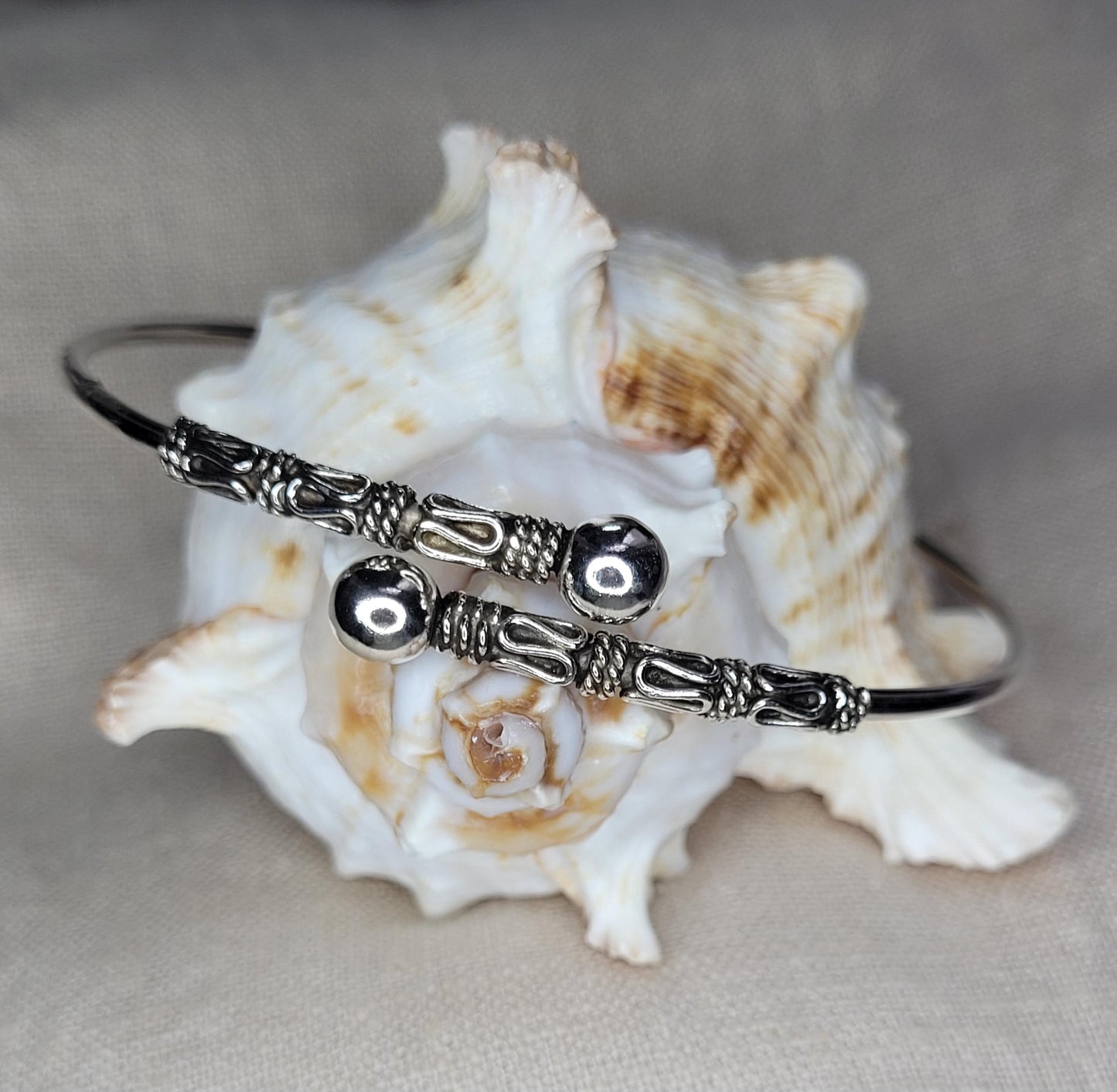 925 Silver Bali Kama Wrap-Around Bracelet, Adjustable Opening Bracelet, 925 Solid Silver – BBT3