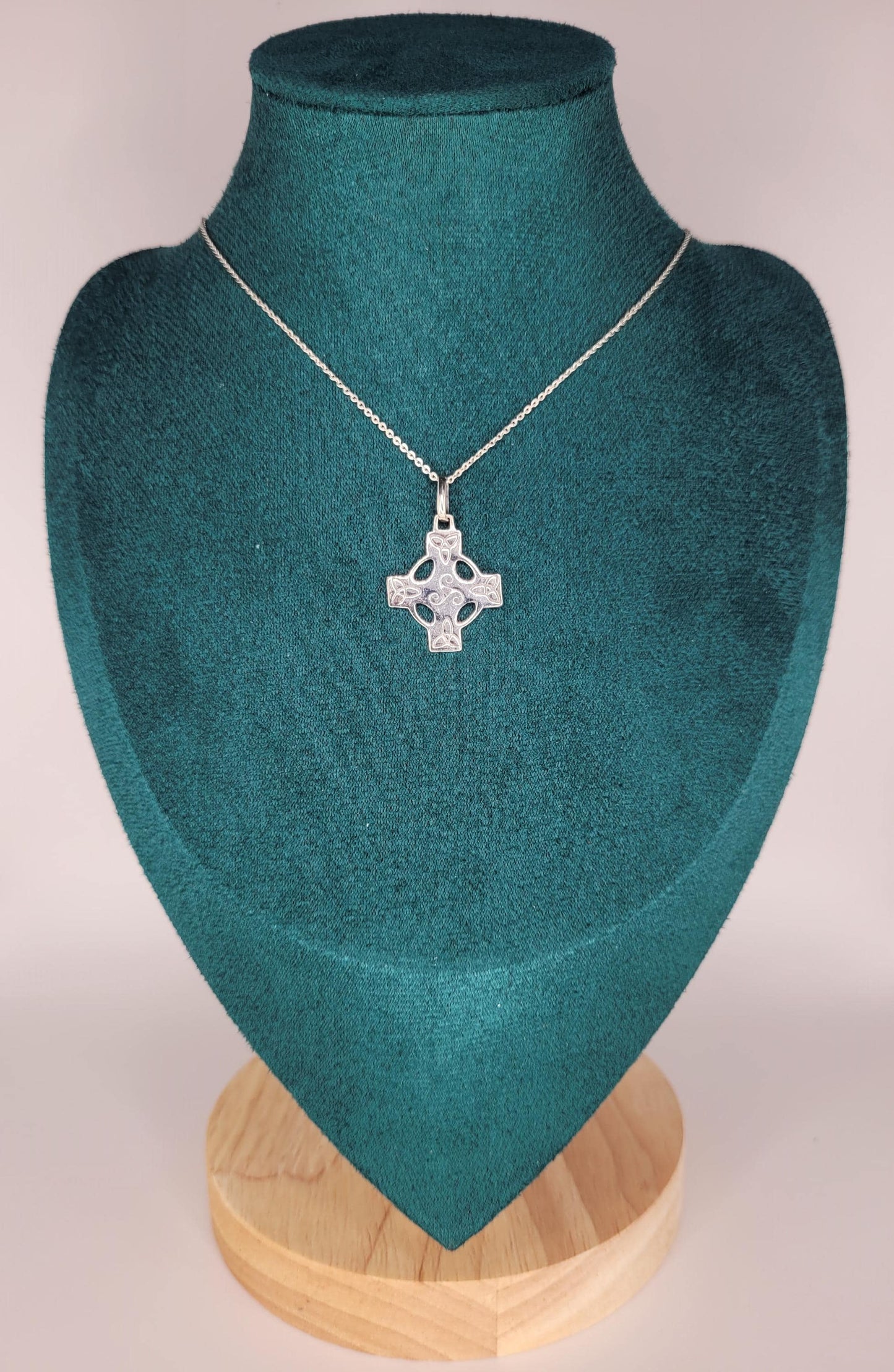 Celtic Cross Pendant on 925 Silver Necklace with Triskelion and Triquetra Symbols, 925 Silver- NC2