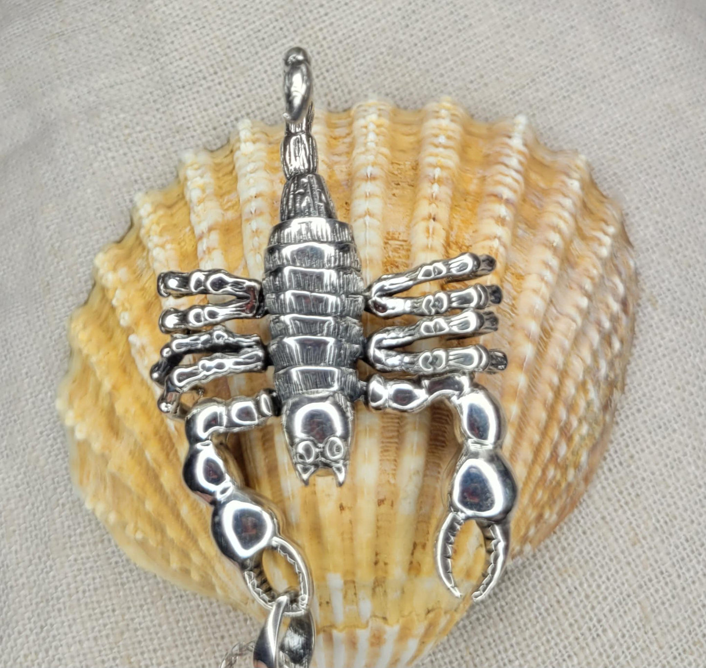 Large Scorpion Pendant 925 Silver Necklace with Moving Parts, Solid 925 Silver - NAS5