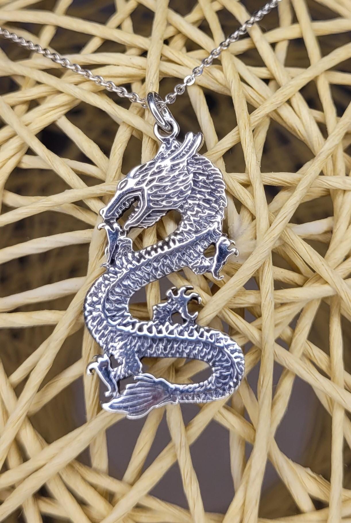Dragon Pendant Necklace 925 Silver- NAD4