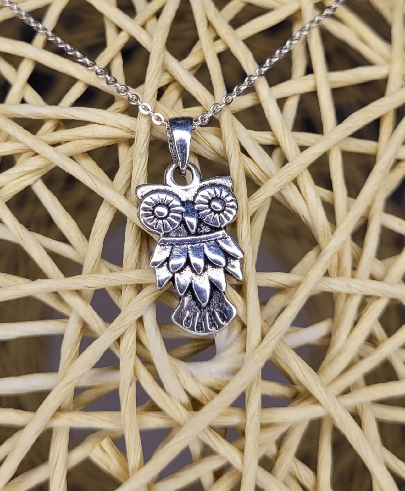 925 Silver Owl Pendant Necklace- NAO1