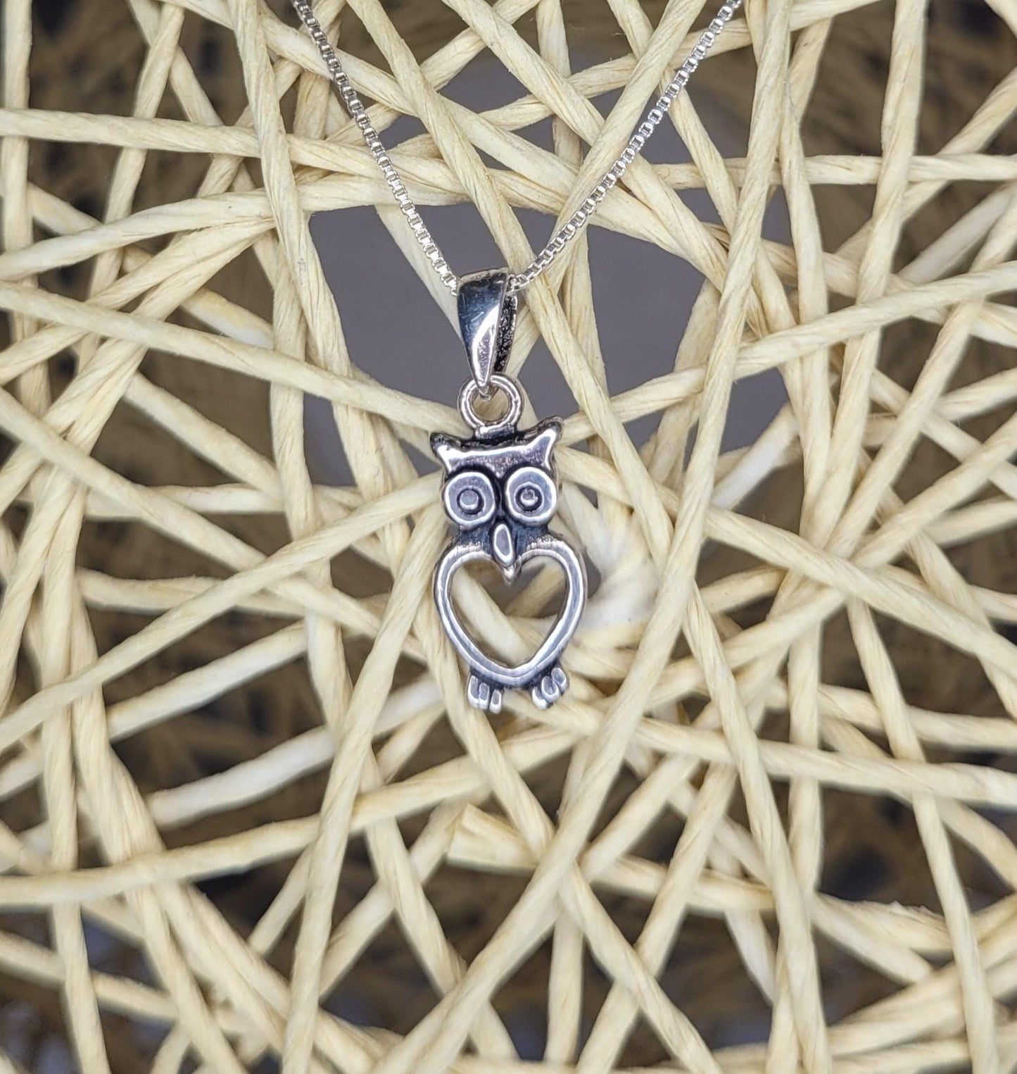 925 Silver Owl Heart Pendant Necklace- NAO2