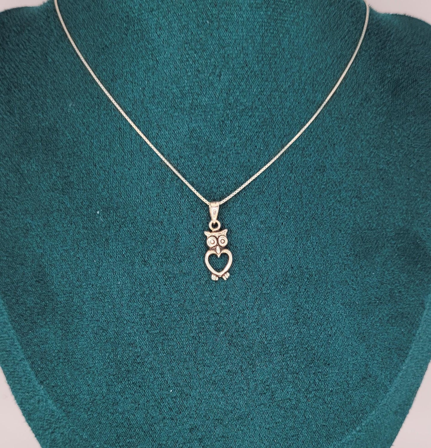 925 Silver Owl Heart Pendant Necklace- NAO2