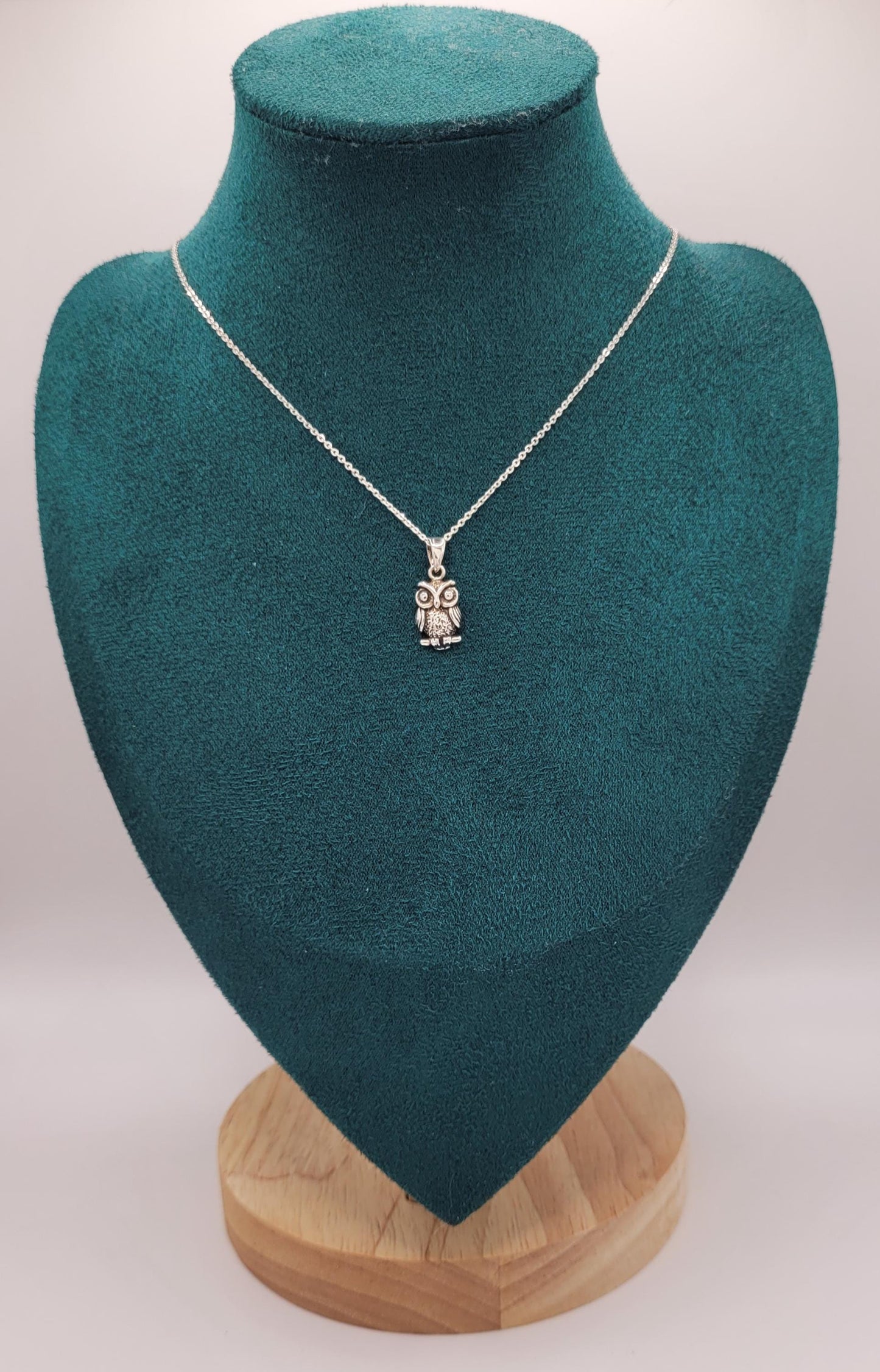 Observant Owl Pendant Necklace 925 Silver - NAO3