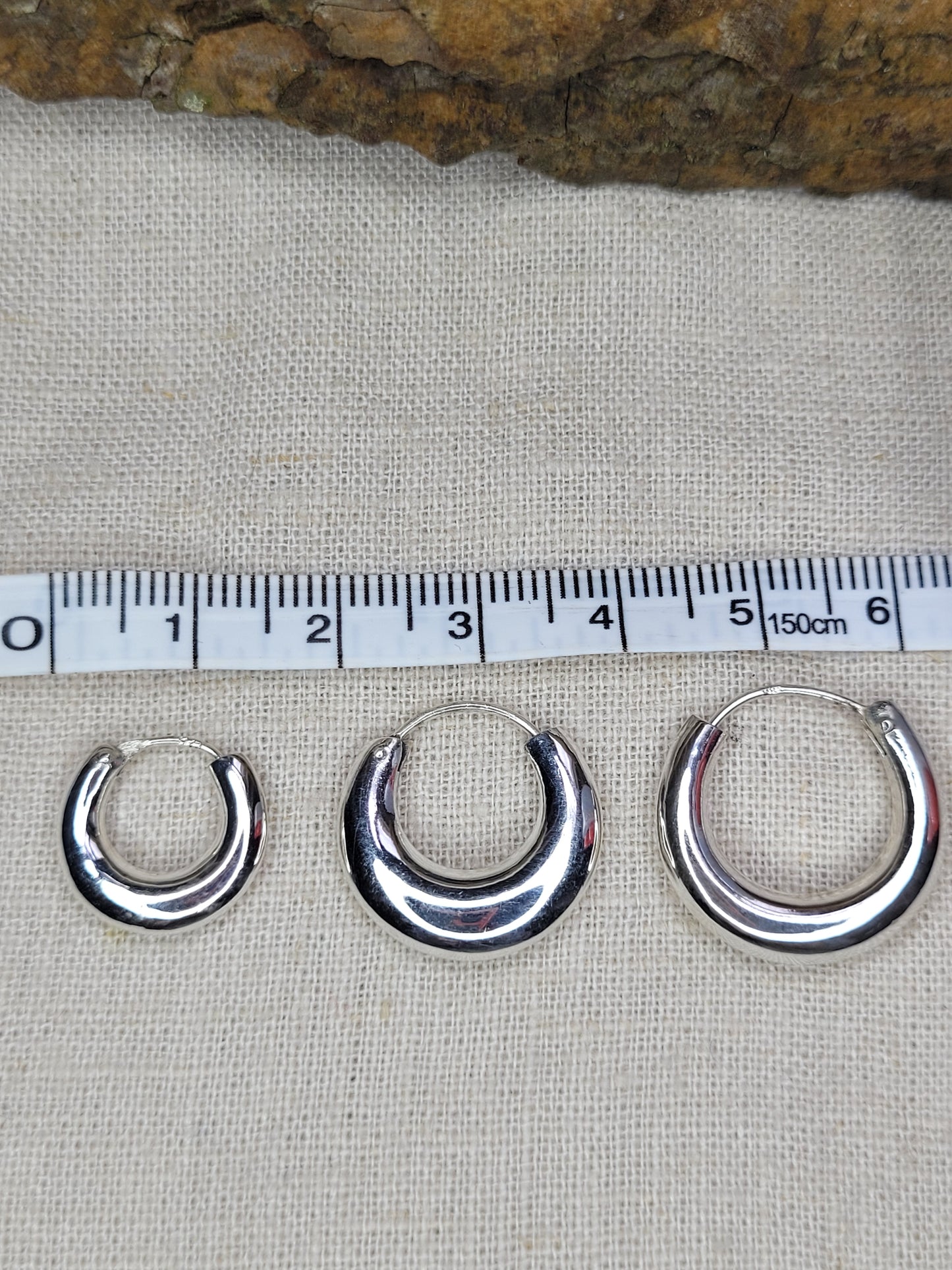 Chunky Hoop Earrings 925 Silver- Gypsy Style (5 Different Sizes)