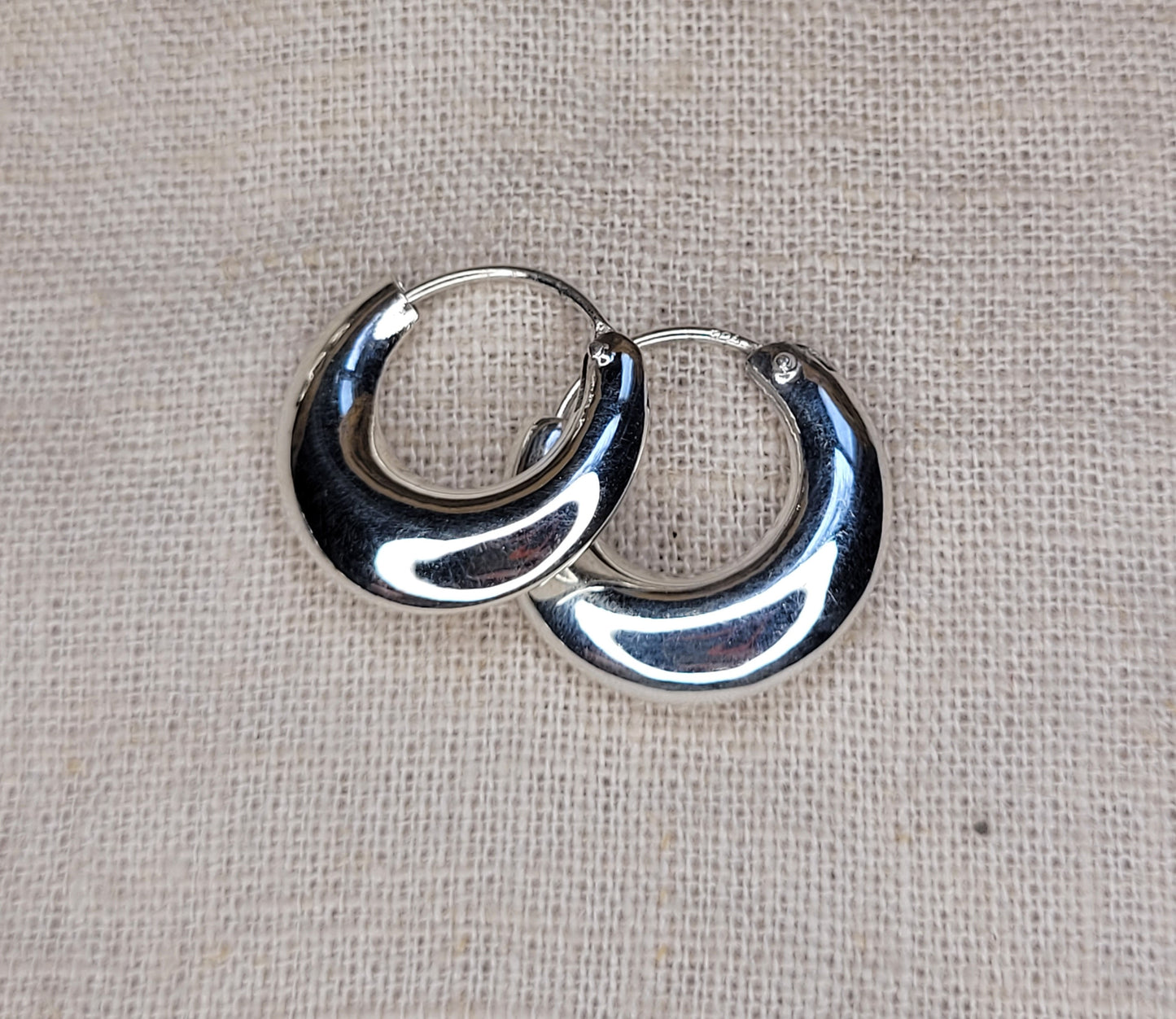 Chunky Hoop Earrings 925 Silver- Gypsy Style (5 Different Sizes)