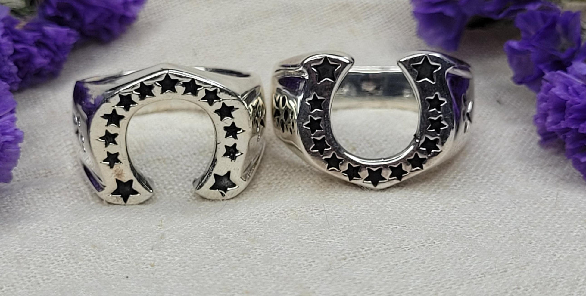 Horseshoe with Stars Ring, 925 Silver Bold & Chunky Statement Piece -RH1