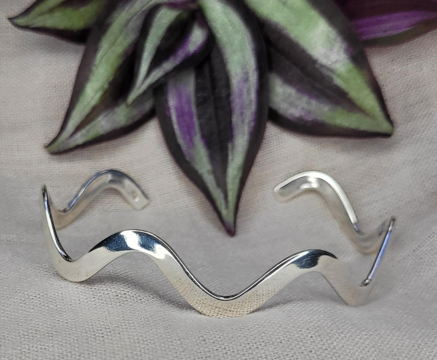 Wavy Cuff Bracelet 925 Solid Silver, Open Cuff Bracelet, Adjustable Bracelet, Statement Piece- BWC3