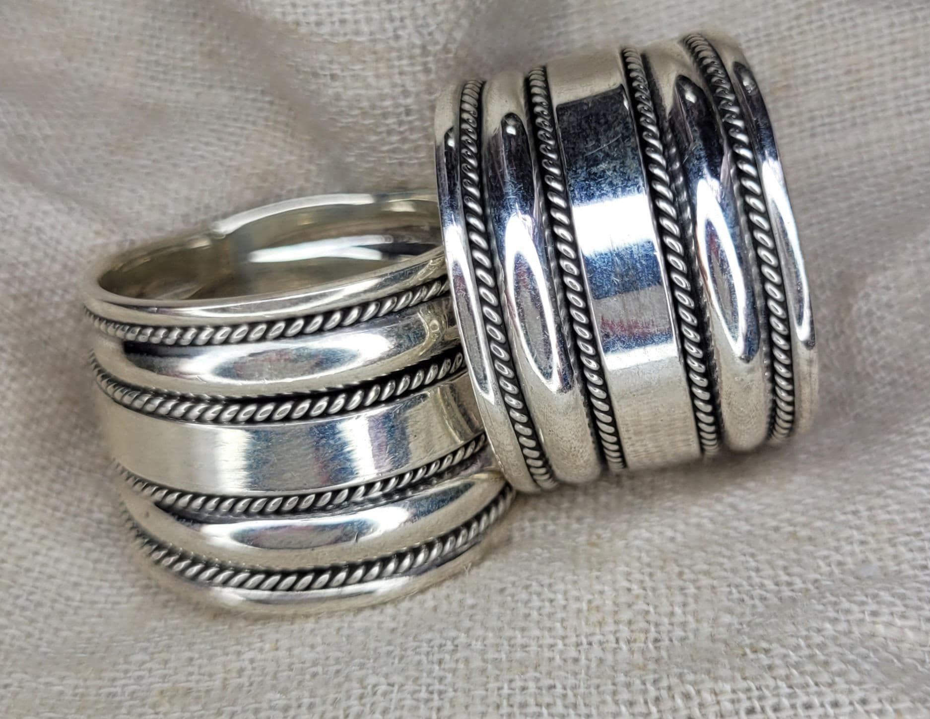 Chunky Barrel Beaded Ring - 925 Silver Bali Style Wide Band Thumb Ring – RCB5