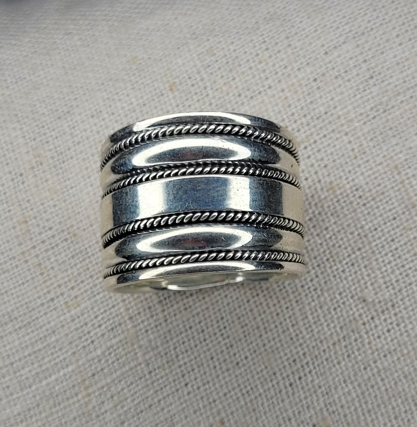 Chunky Barrel Beaded Ring - 925 Silver Bali Style Wide Band Thumb Ring – RCB5