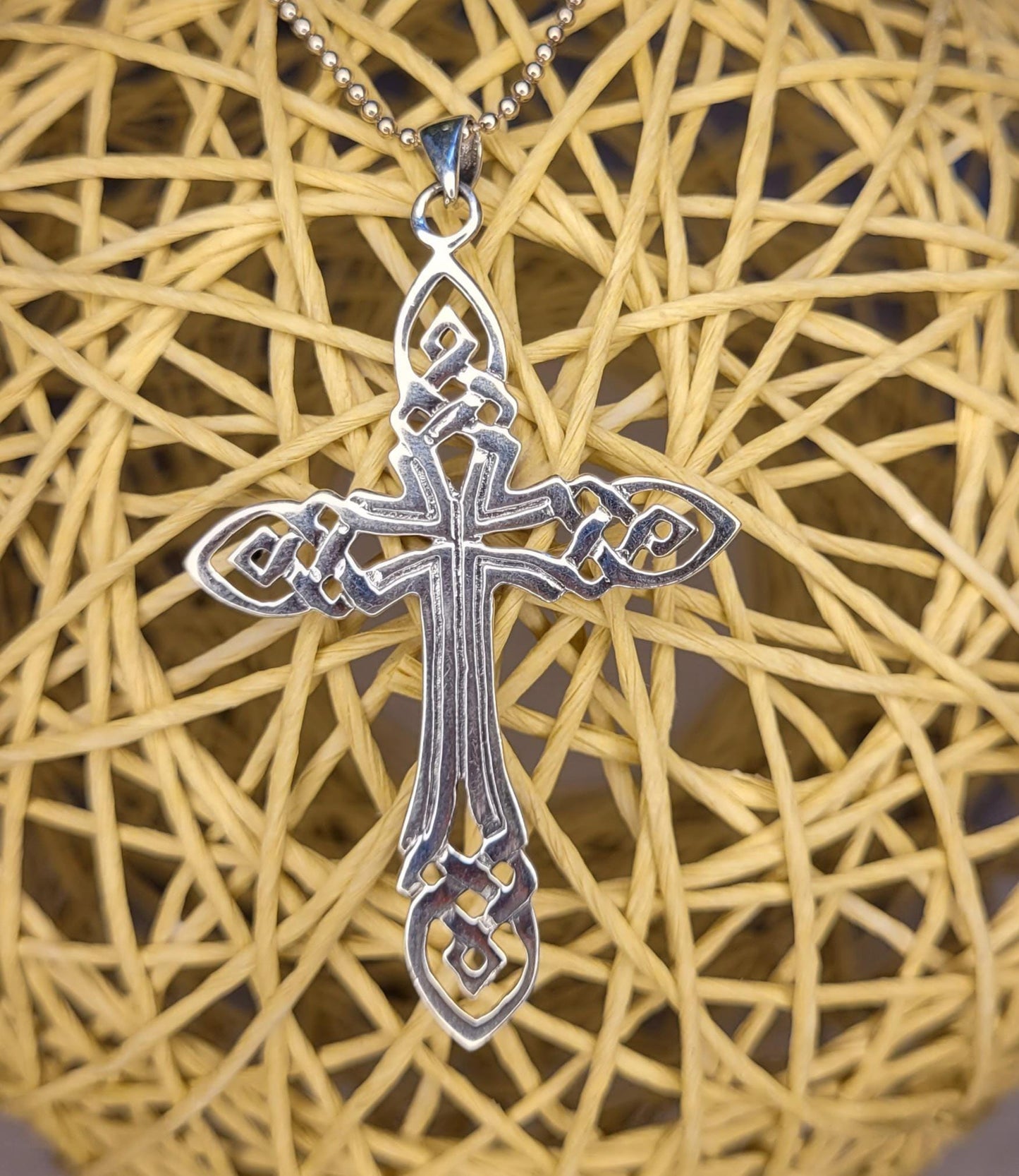 Large Celtic Cross Necklace 925 Silver, Pendant - NC3