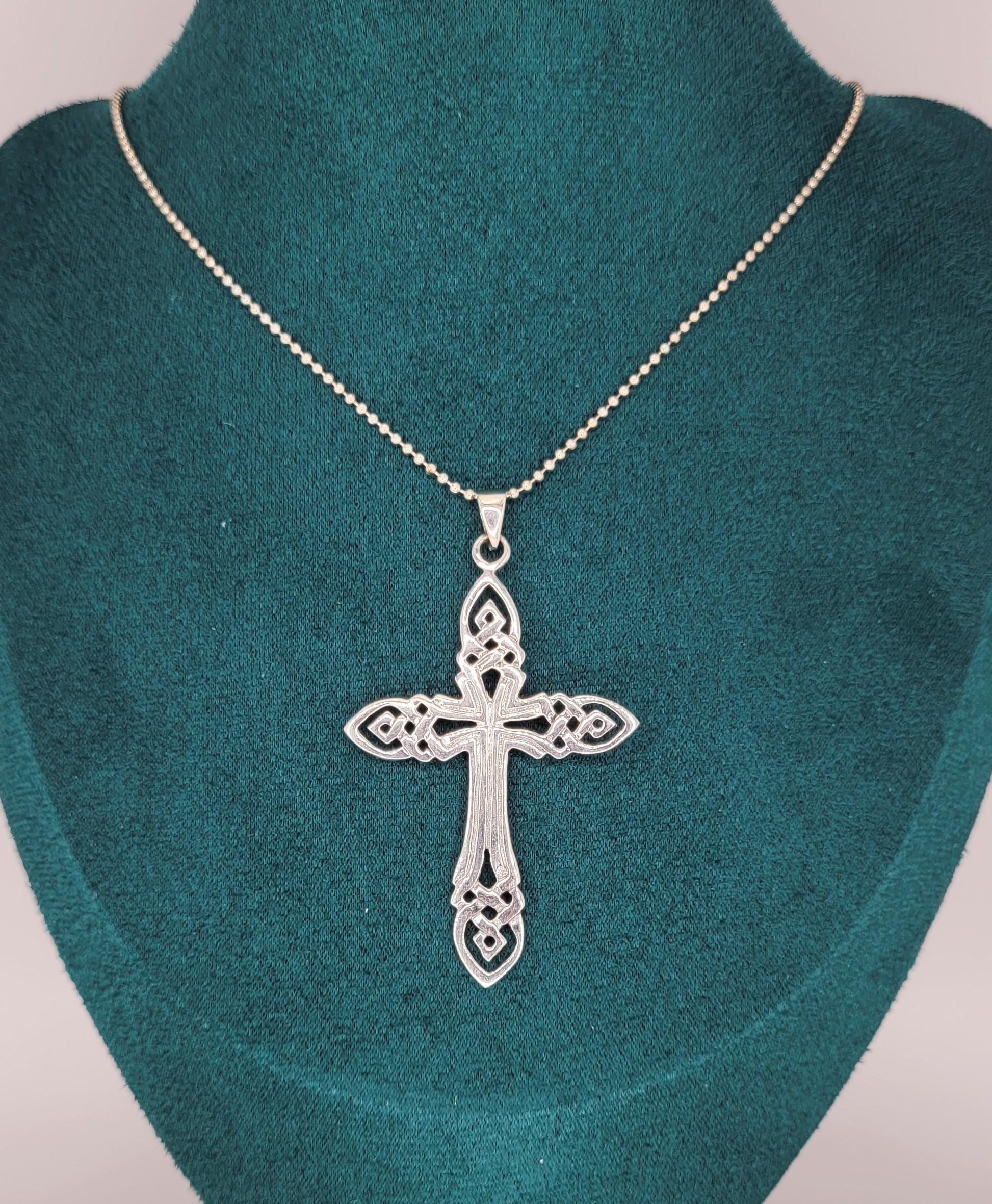 Large Celtic Cross Necklace 925 Silver, Pendant - NC3